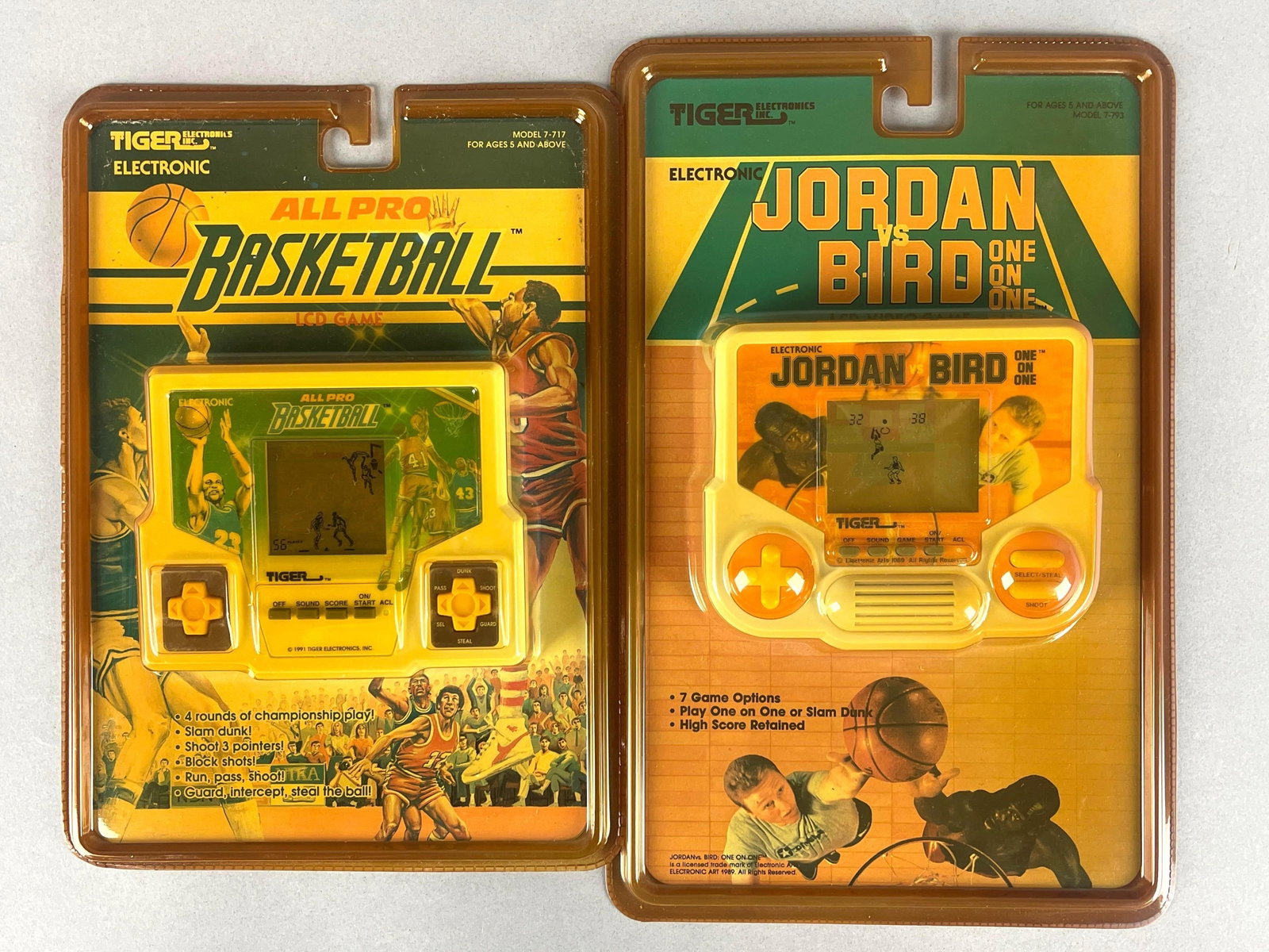 1989 Tiger Electronics Jordan vs Bird and All-Pro Basketball Sealed Games: 1989 Tiger Electronics Jordan vs Bird and All-Pro Basketball Sealed Games