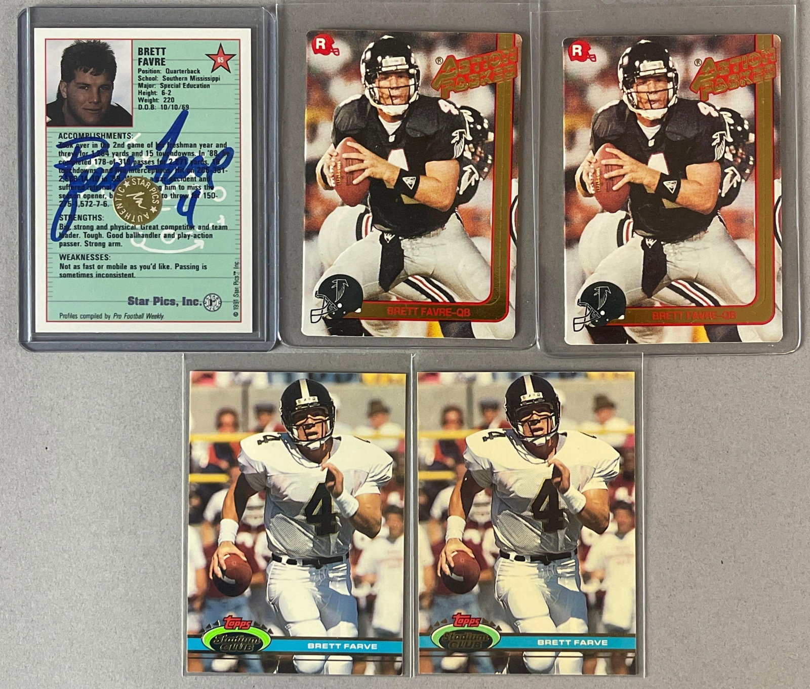 5 - 1991 Brett Favre Rookies with Star Pics Auto (1 of 2)