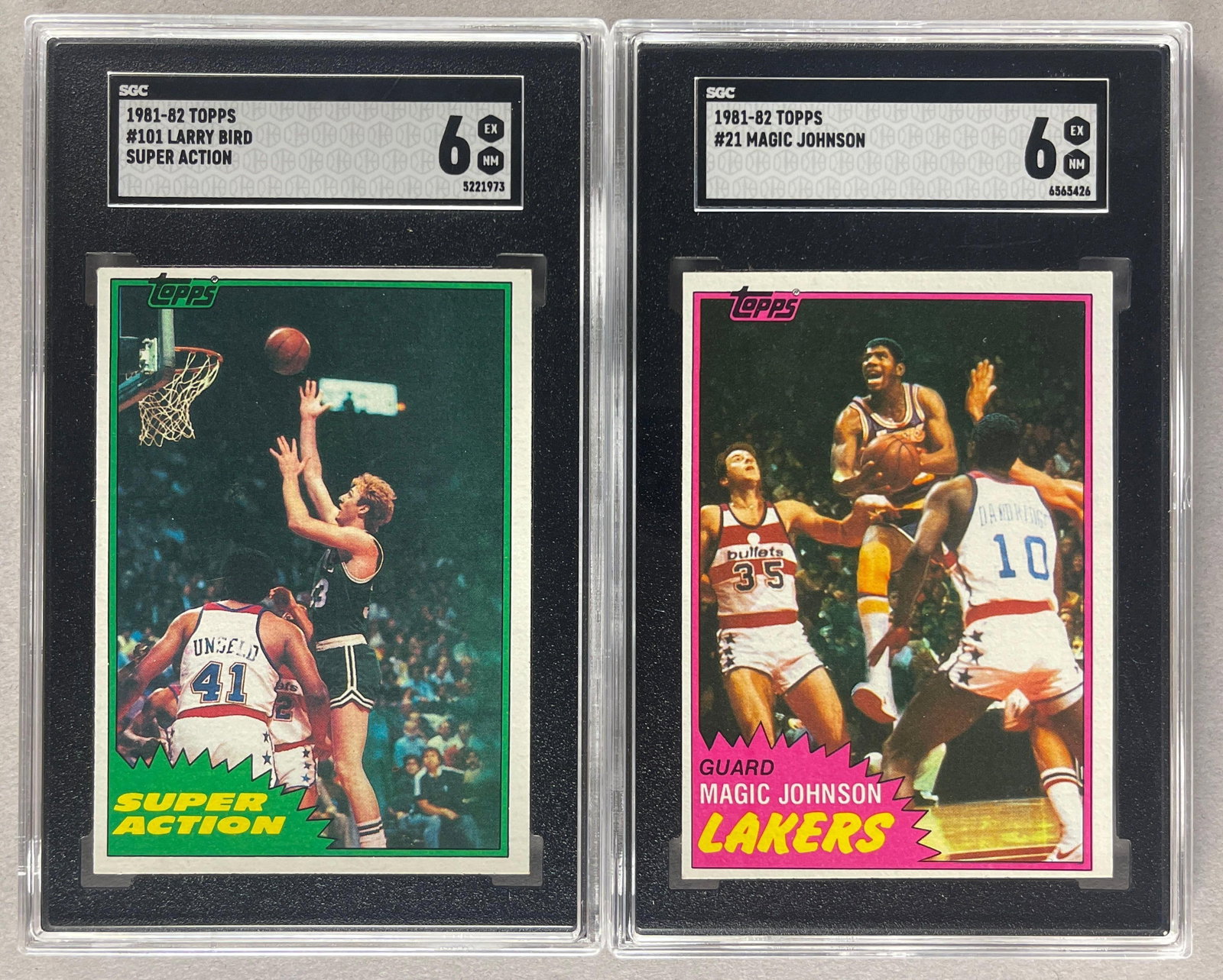 1981 - 82 Topps Larry Bird and Magic Johnson SGC 6 (1 of 2)