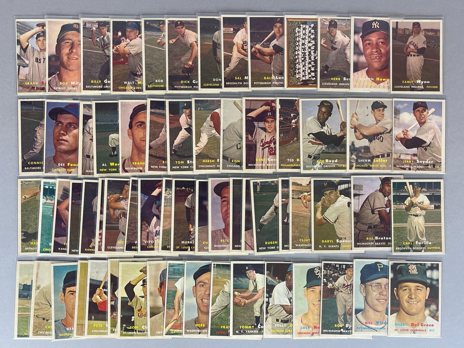 65 - 1957 Topps Baseball Cards with HOFs, Stars, and High Numbers (1 of 2)