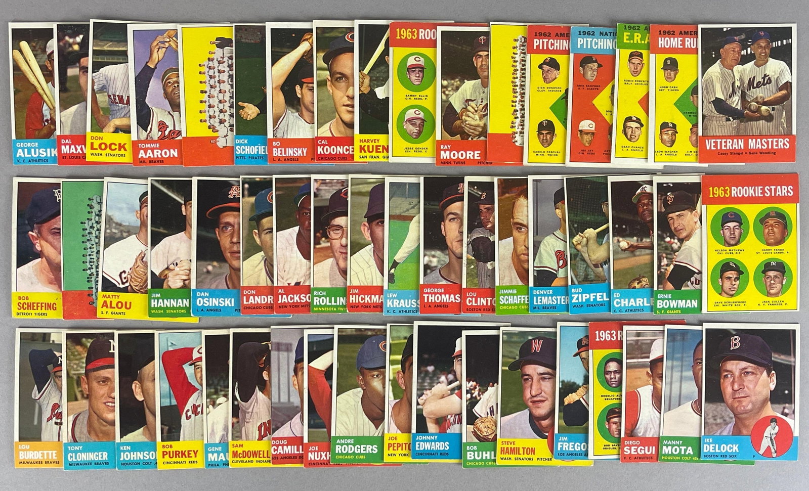 58 - 1963 Topps Baseball Cards with HOFs, Stars, and Rookies (1 of 2)