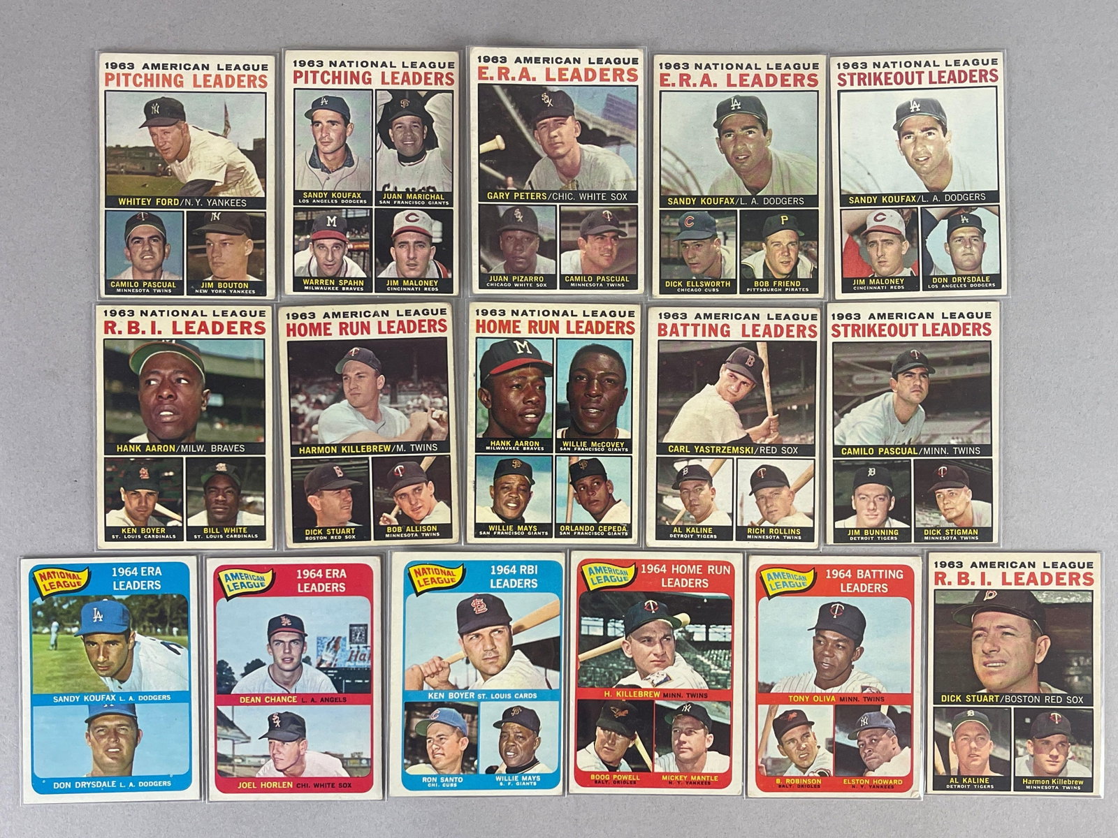 16 - 1964 and 65 Topps Leader Cards - Full of HOFs (1 of 2)