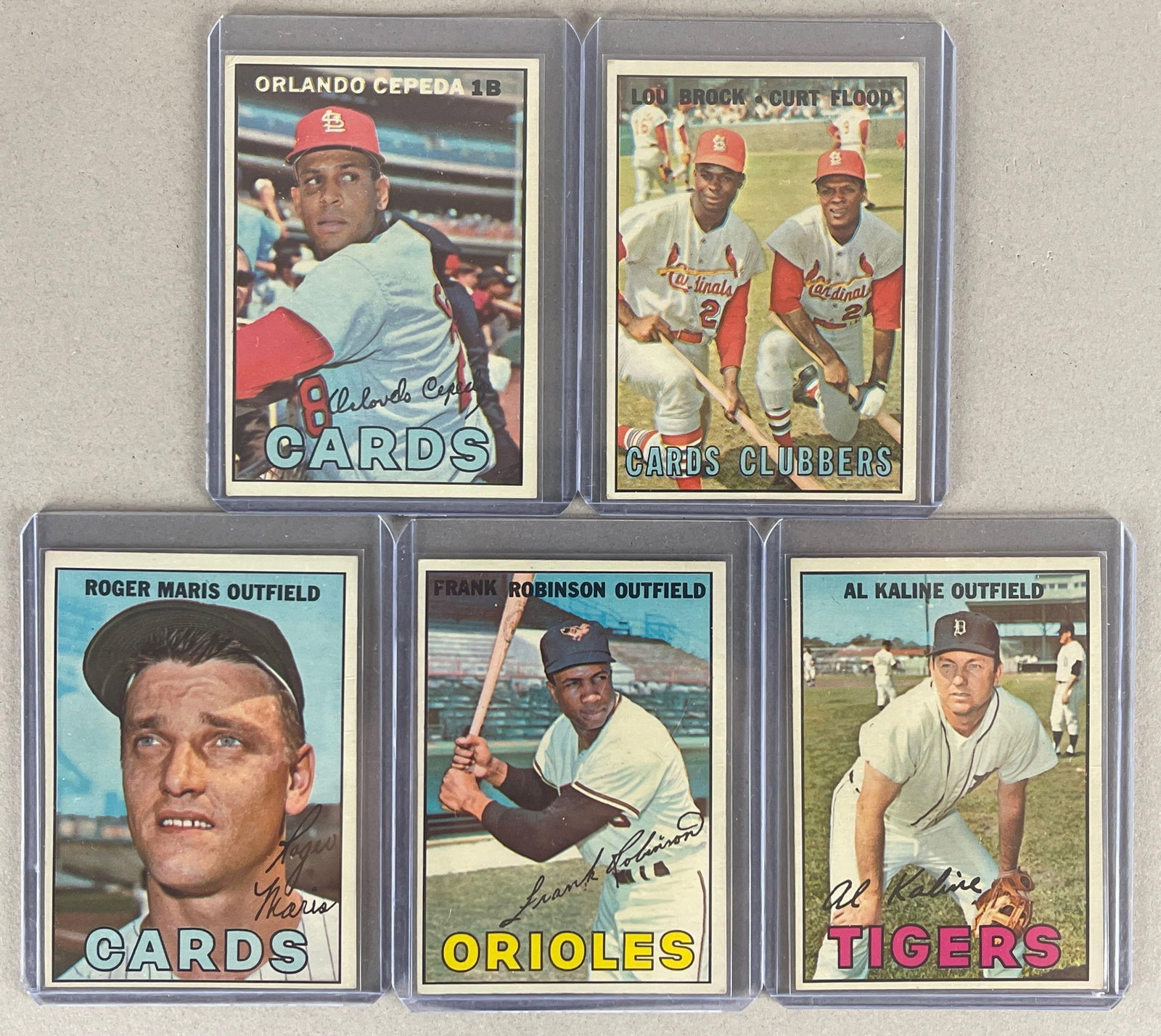 1967 Topps Maris, Kaline, F. Robinson, Cepeda, and Cards Clubbers: Conditions vary, VGEX - EX, Includes Al Kaline, Frank Robinson, Roger Maris, Orlando Cepeda, and Cards Clubbers