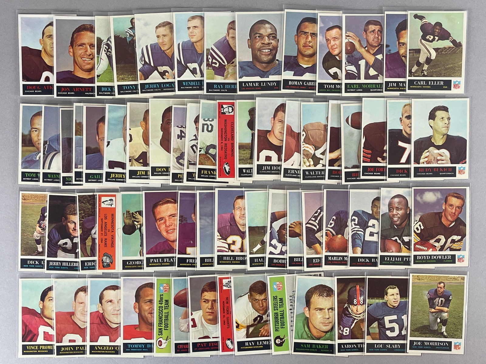 66 - 1965 Philadelphia Football High-Grade Cards with HOFs and Rookie: No Duplicates, Conditions vary, EXMT - NMMT, Great start to a set, Includes Carl Eller #105 Rookie EX - EXMT, Jim Marshall #107 NM, Earl Morrall, Tom Moore, Ray Berry, Lamar Lundy, and More