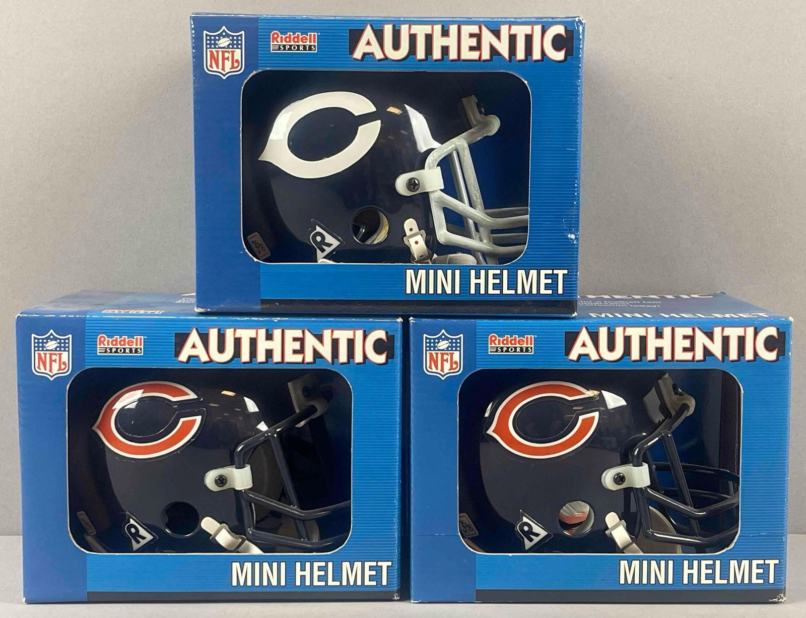 3 - Chicago Bears Riddell Mini Helmets