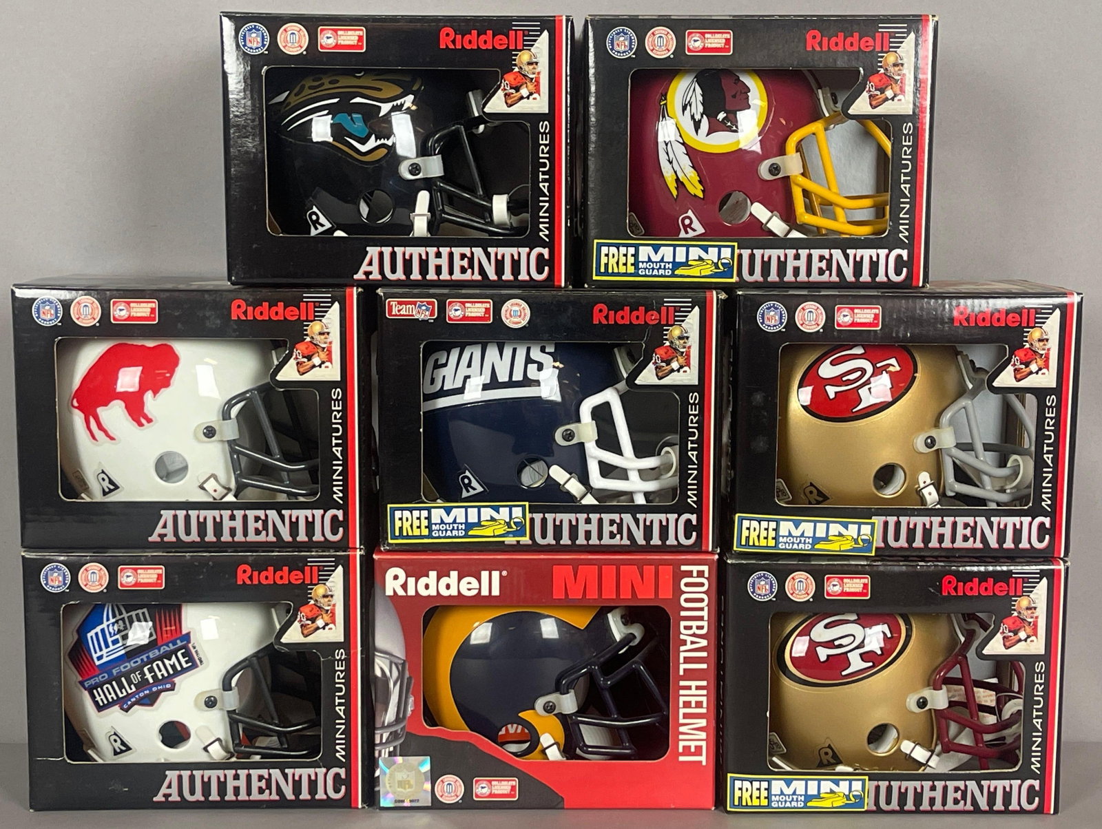 8 - Riddell Mini Helmets: 2 - 49ers, Hall of Fame, Rams, Giants, and More