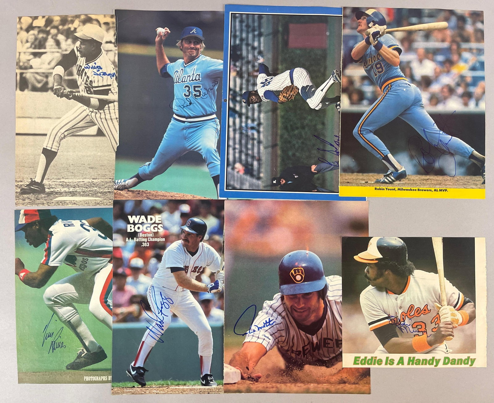8 - Baseball HOFs Signed Magazine Photos: Willie Stargell, Phil Niekro, Lee Smith, Robin Yount, Eddie Murray, Paul Molitor, Wade Boggs, and Tim Raines
