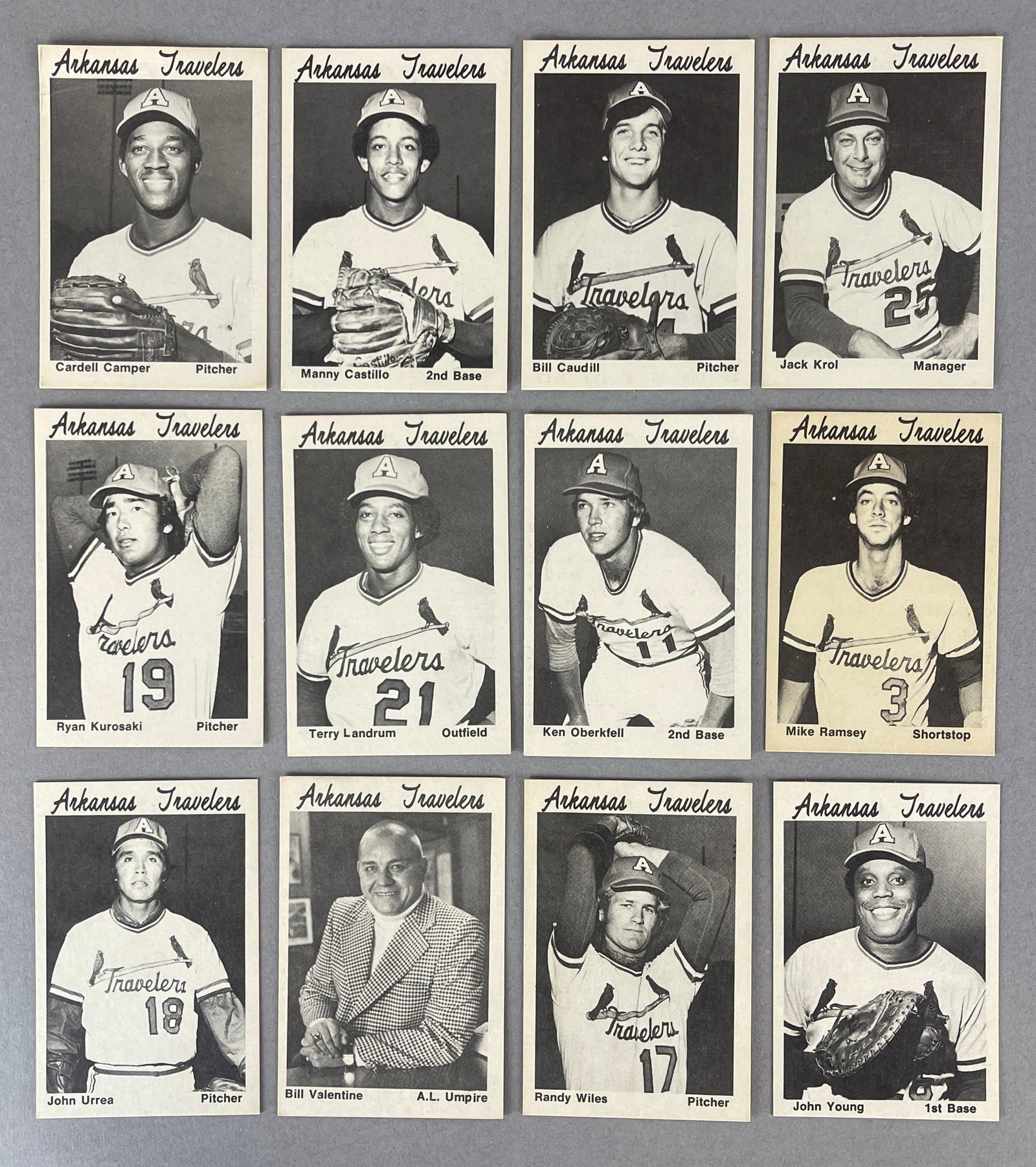 Rare 1976 TCMA Arkansas Travelers Team Set of 12, Ken Oberkfell 1st Card (1 of 2)
