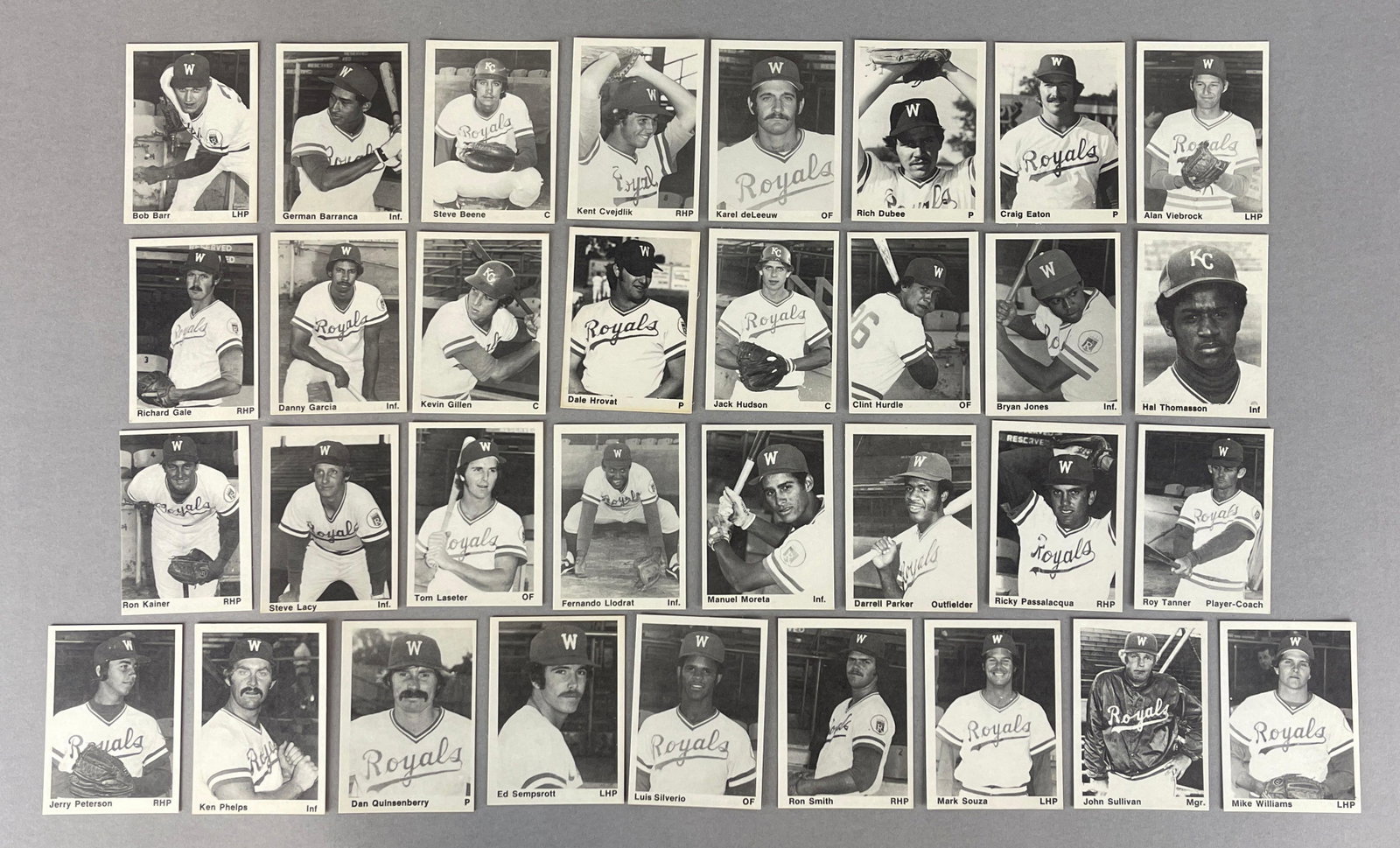 Rare 1976 TCMA Waterloo Royals Team Set of 33, with Dan Quisenberry (1 of 2)