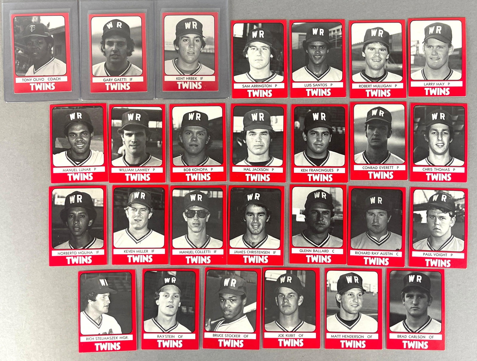 1980 TCMA Wisconsin Rapids Twins Team Set with Kent Hrbek and Gary Gaetti 1st Cards (1 of 2)