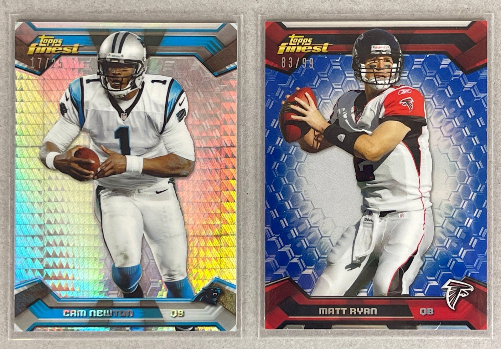 2013 Topps Finest Prizm Refractor Cam Newton 17/25 an Blue Refractor Matt Ryan 83/99 (1 of 2)