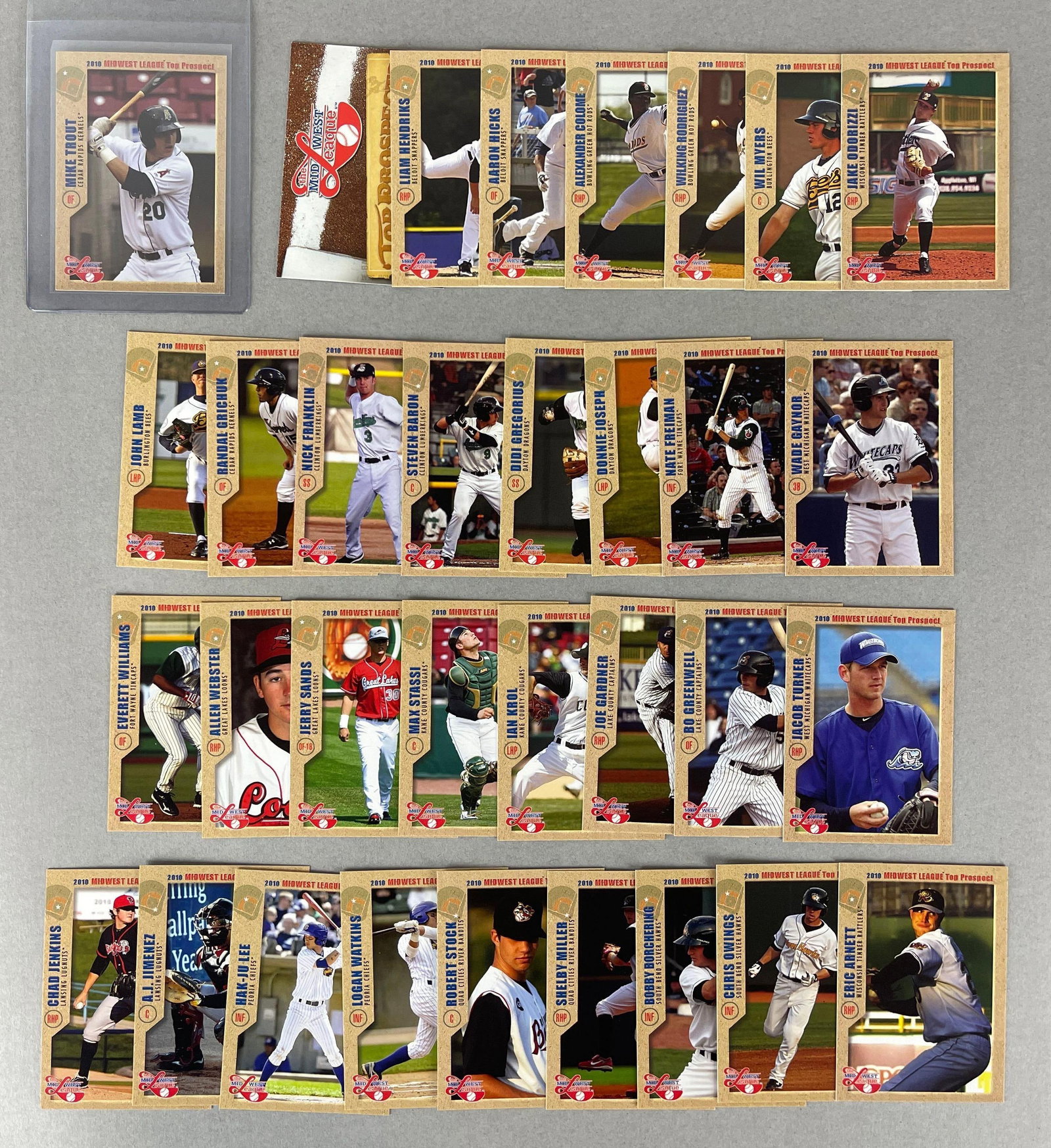 2010 Grand Stand Midwest League Top Prospect Mike Trout + Set (1 of 2)
