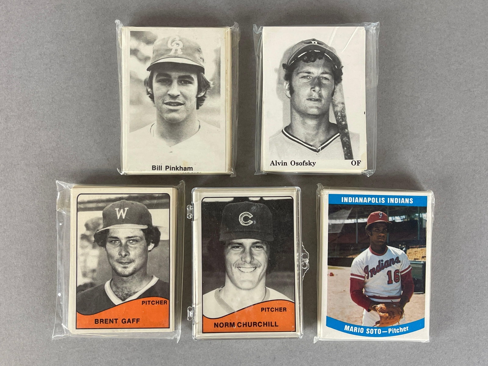 5 - Rare 1972 - 79 TCMA Minor League Sets: 1972 Cedar Rapids Cardinals, 1975 Dubuque Packers, 1979 Indianapolis Indians, Wausau Timbers and Quad City Cubs