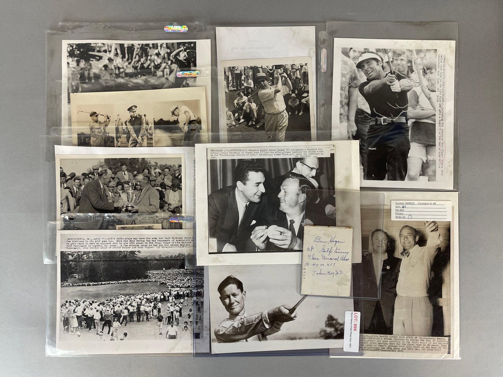 10 - 1930s - 70s Original Golf Photos of Byron Nelson, Bobby Jones, Walter Hagen, Arnold Palmer, and (1 of 2)