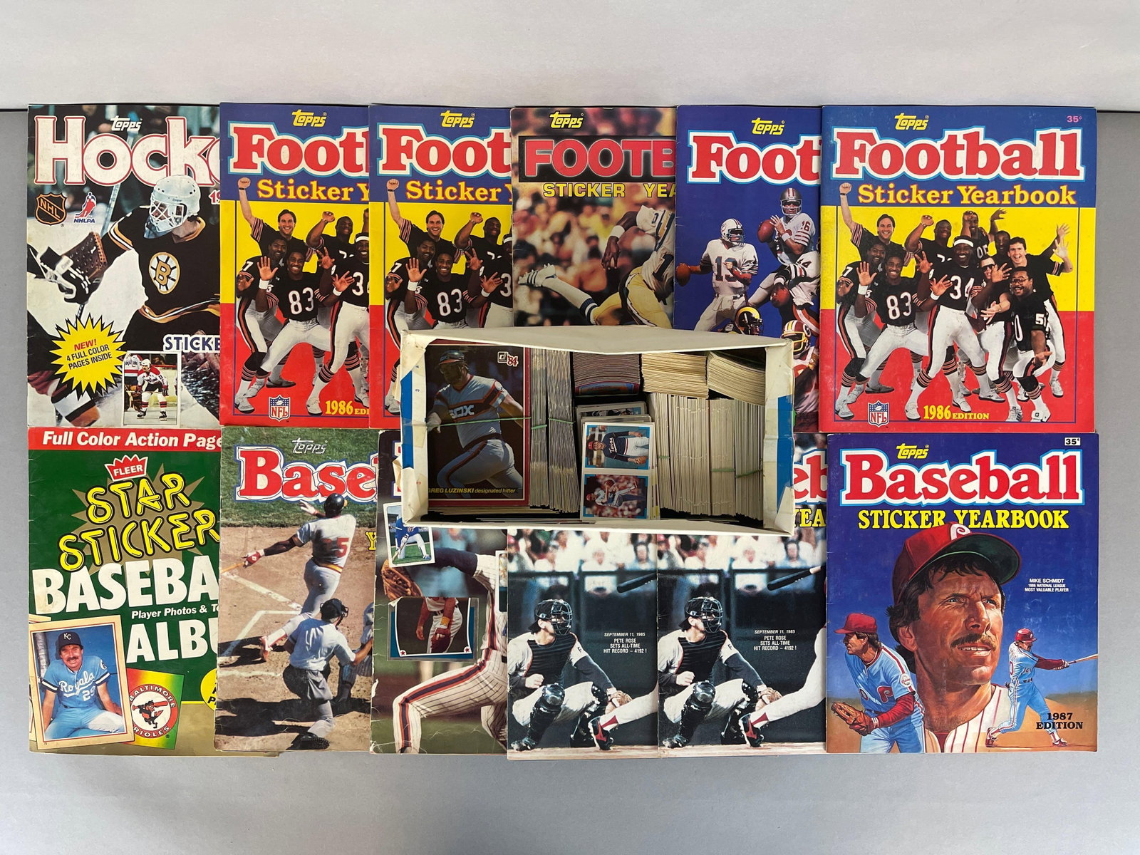 14 - 1983 - 87 Topps Baseball, Hockey, and Football Sticker Album Sets and Partial Set (1 of 8)