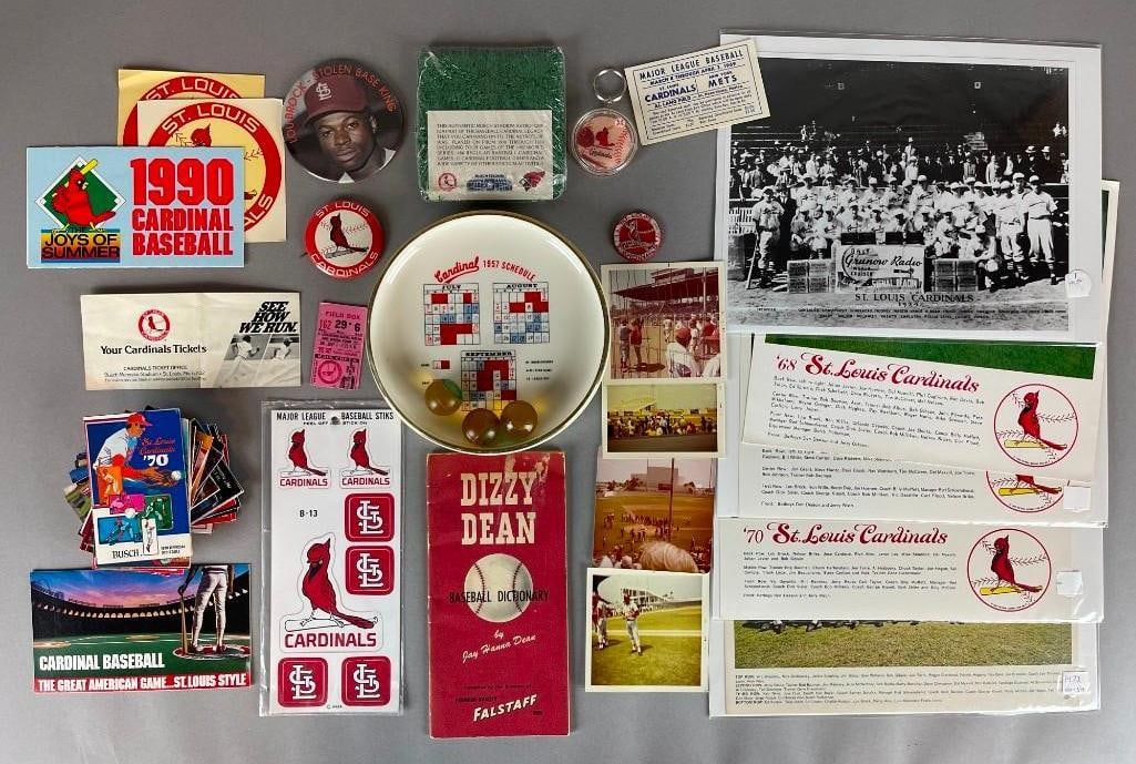 Group of 1950s - 2000s St. Louis Cardinals Schedules, Photos, Stickers, Buttons, and More (1 of 5)