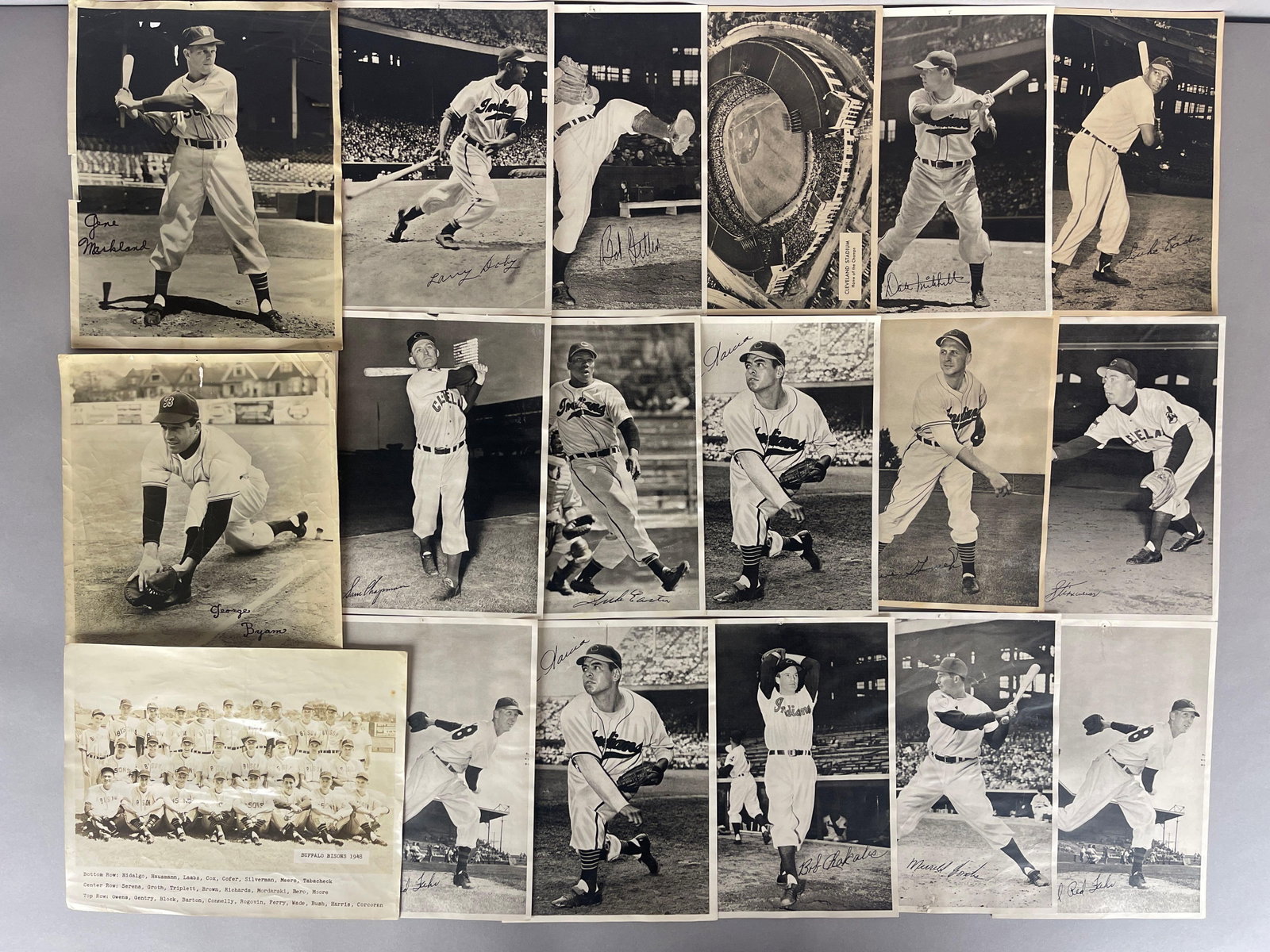 18 - 1940s - 50s Cleveland Indians and Buffalo Bisons Team Issued Player Photos with HOFs (1 of 2)
