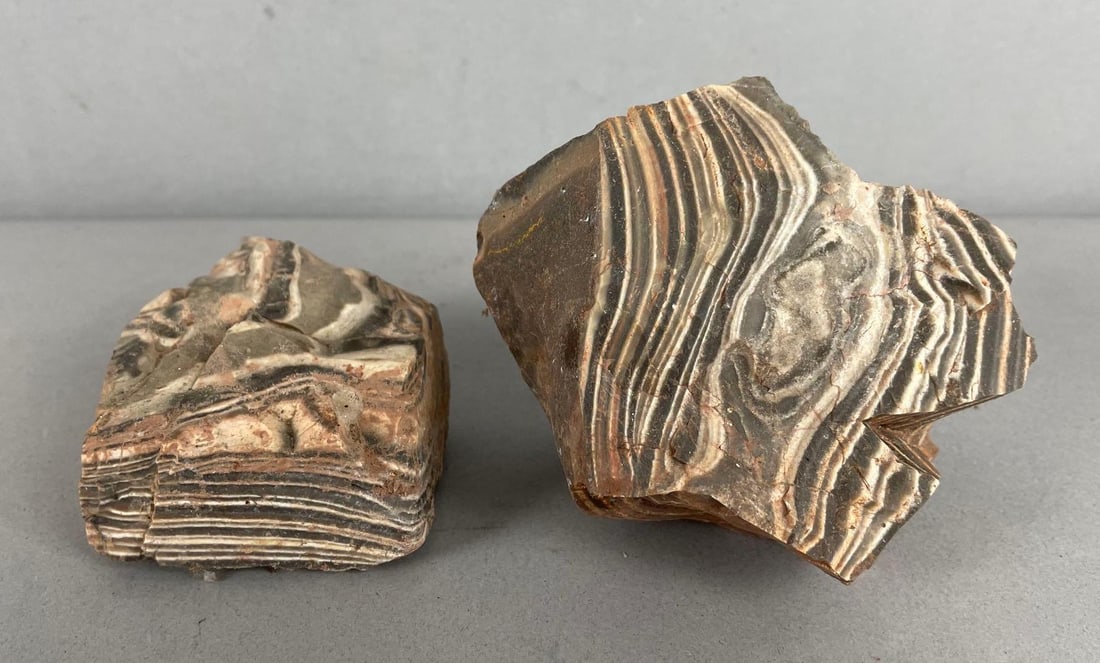 Group of 2 Banded Iron Formation Rocks: Largest measures 3 1/4 inches x 4 inches x 2 1/2 inches