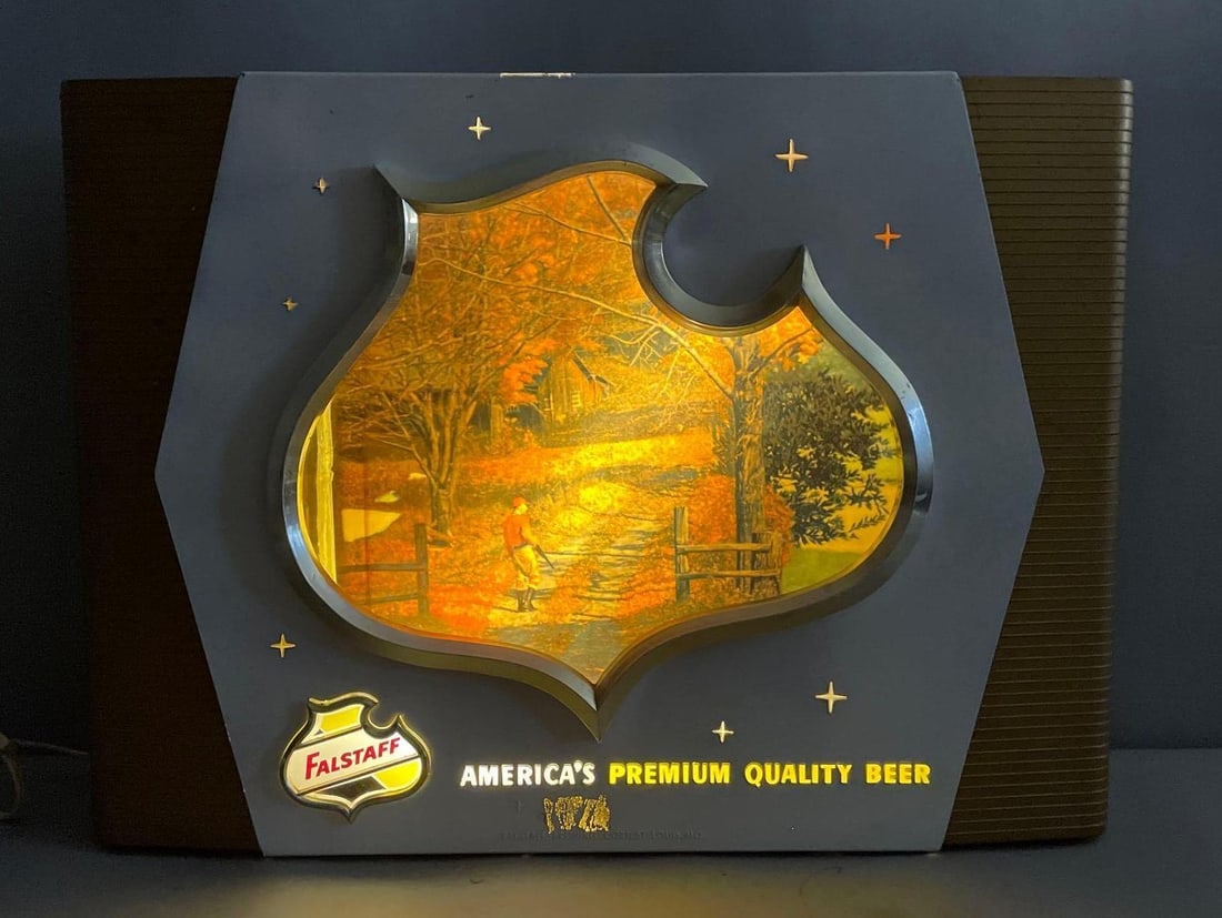 Vintage Falstaff Beer Americana Panorama Light-Up Advertising Sign (1 of 7)