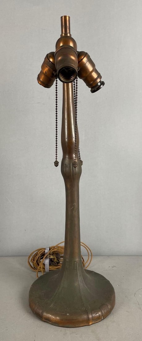 Art Nouveau Handel Brass Table Lamp: Needs rewired, measures 20 3/4 inches x 6 3/4 inches