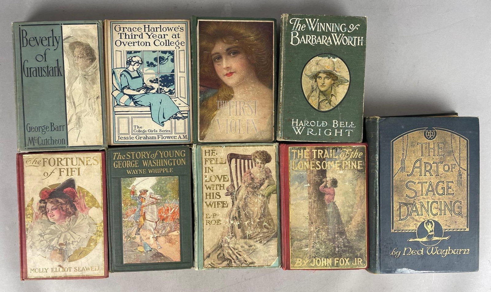 Group of Antique Young Womens Hardcover Books: Largest measures 9 1/2 x 6 3/4 inches