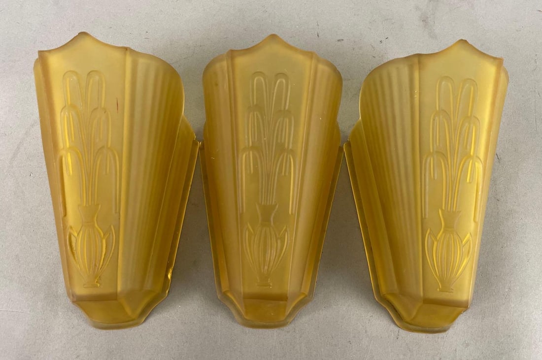 Group of Vintage Amber Glass Slip Shades (1 of 3)