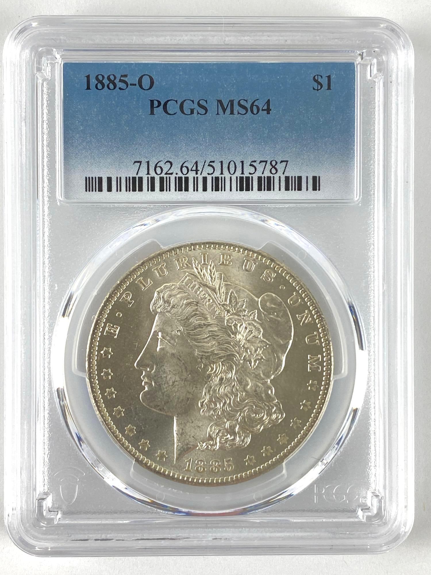 1885 O PCGS Graded MS 64 Morgan Silver Dollar: 1885 O PCGS Graded MS 64 Morgan Silver Dollar