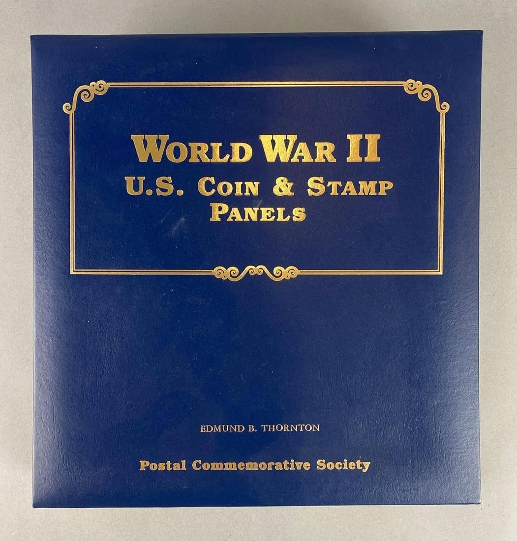 World War 2 US Coin and Stamp Panels Album: From Years 1941-1945. Includes 15 Walking Liberty Silver Half dollars, 15 Washington Silver Quarters, 15 Mercury Silver Dimes and more. Album measures 3 x 11 1/2 x 11 inches