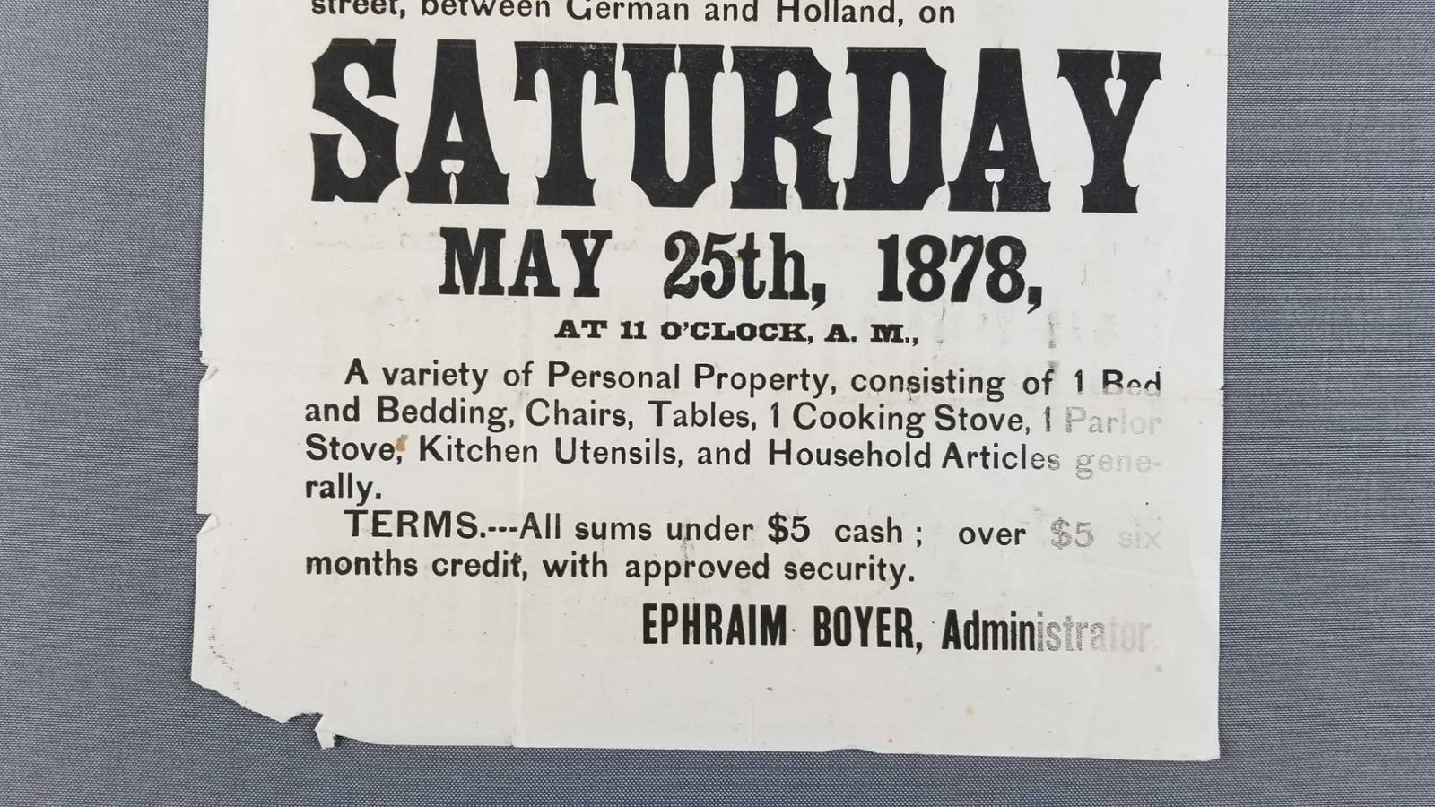 Antique Auction/Sale Poster Broadside - 3
