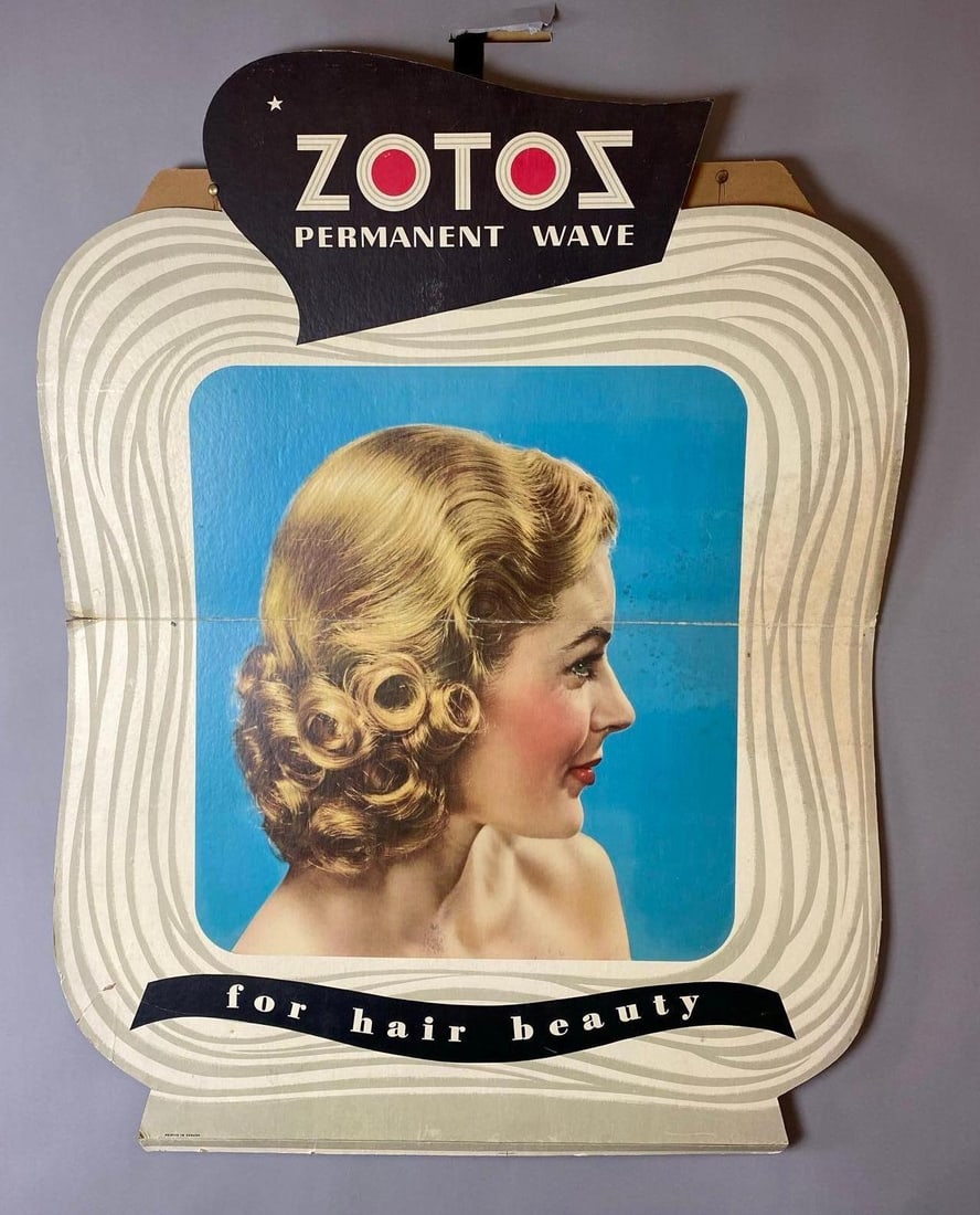 Antique 1930s Zotos Permanent Wave Advertising Display (1 of 4)
