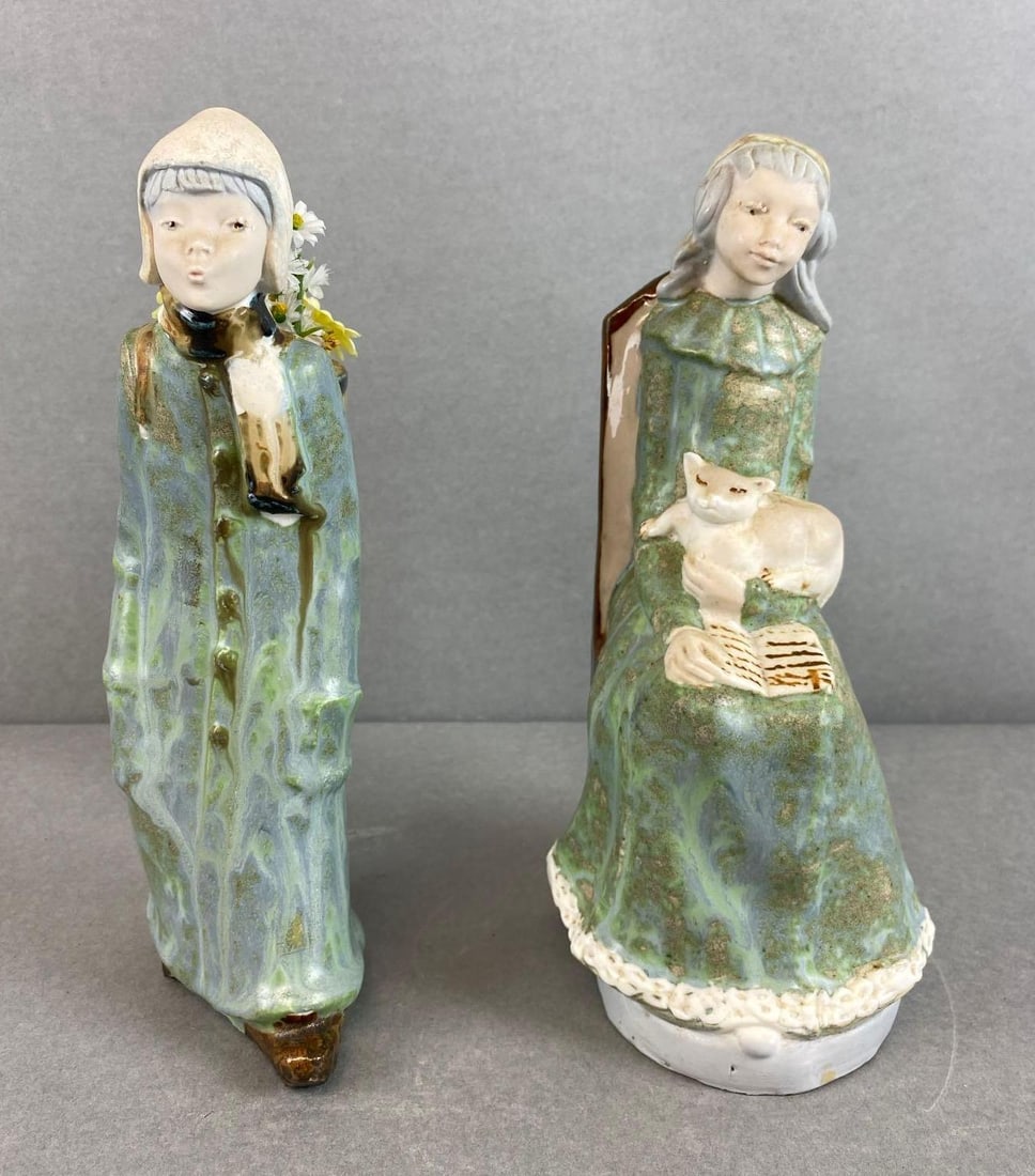 Group of 2 Antique Sitting and Walking Women Porcelain Figurines (1 of 3)