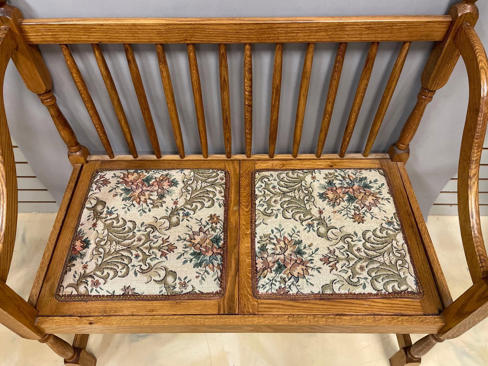 Oak Spindle-Back Settee - 2
