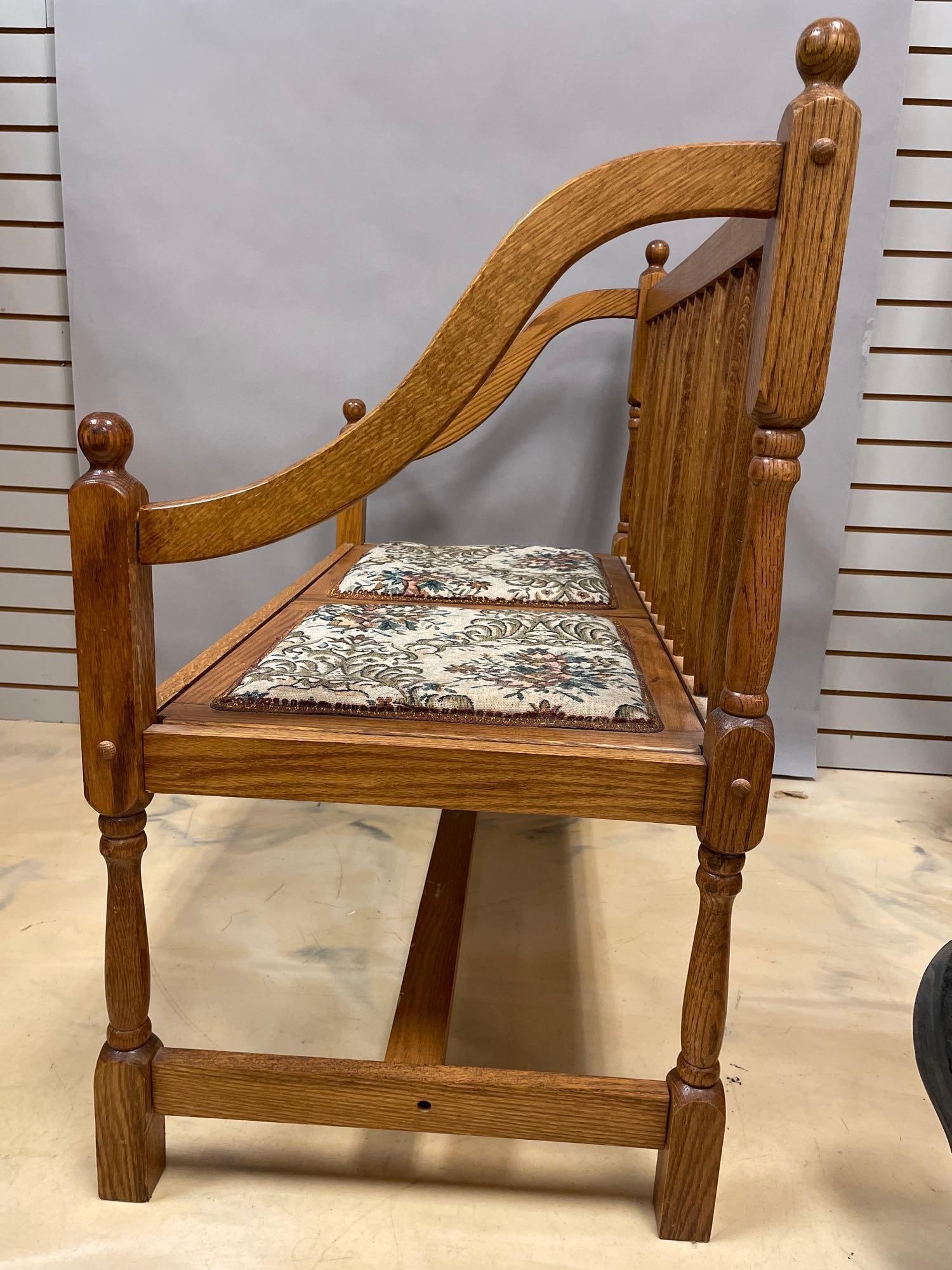 Oak Spindle-Back Settee - 3