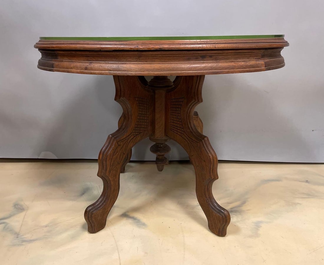 Antique Walnut Oval Side Table - 2