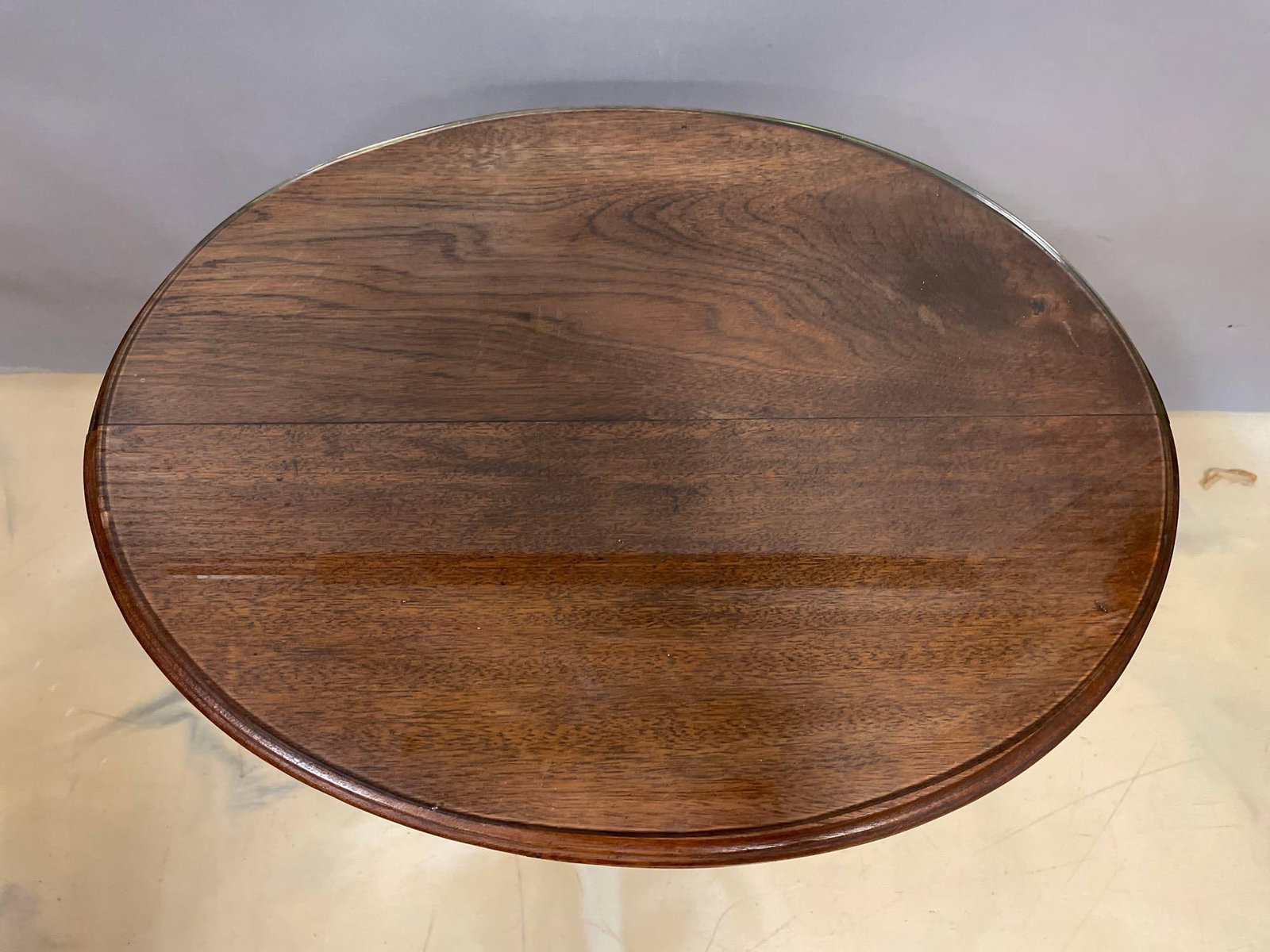 Antique Walnut Oval Side Table - 3