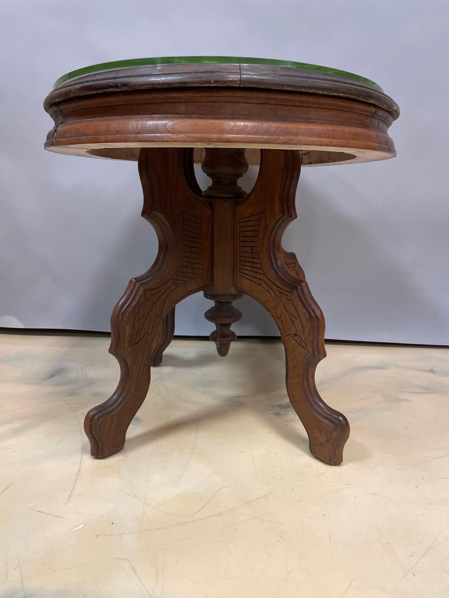 Antique Walnut Oval Side Table - 4