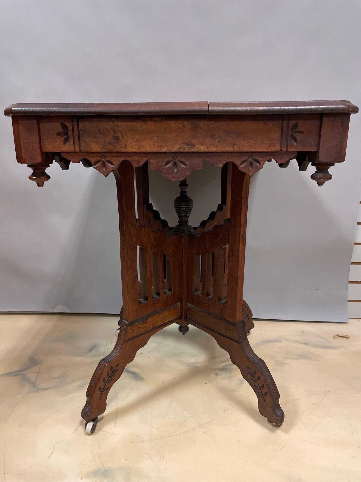 Antique Victorian Walnut Parlor Table - 5