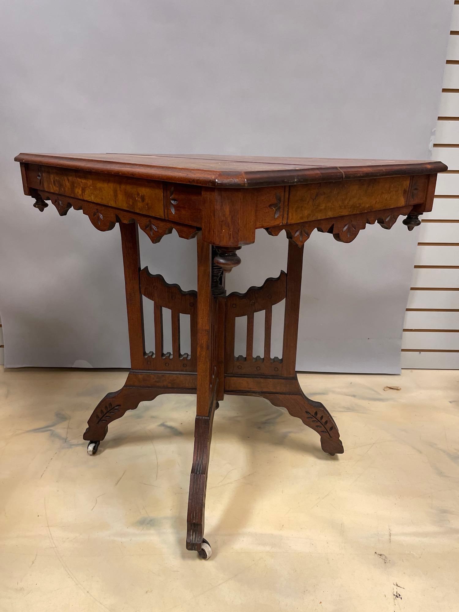 Antique Victorian Walnut Parlor Table - 6