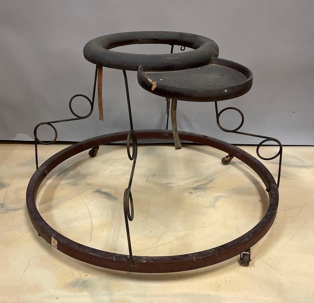 Antique Glasscock Bros. Wood / Metal Baby Walker: No in-house shipping available, 3rd party shipper recommended. Muncie IN, measures 17 1/2 inches x 27 inches