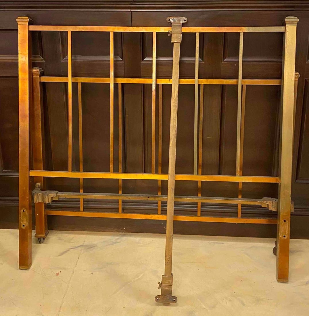 Vintage 1970s Brass Full Size Bed Frame: Missing sideboards. Largest piece measures L 54 x W 51 inches. No in house Shipping, third party recommended.
