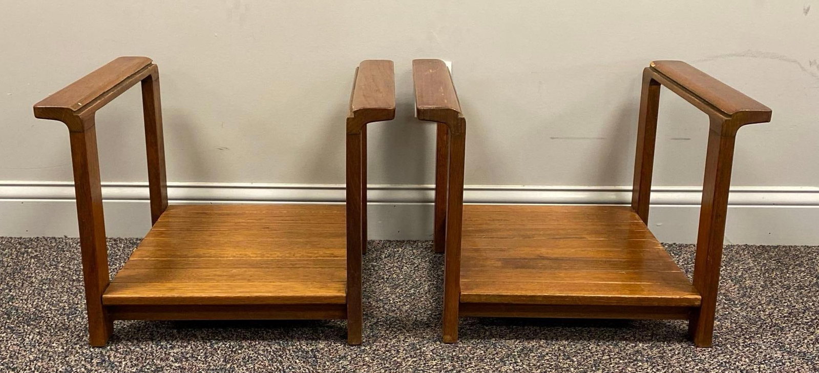 Pair of MCM CIC Wood End Table Bases: NO SHIPPING AVAILABLE.No In House Shipping Available, Third Party Shipper is Recommended.measure 16 x 21 3/4 x 20 inches.