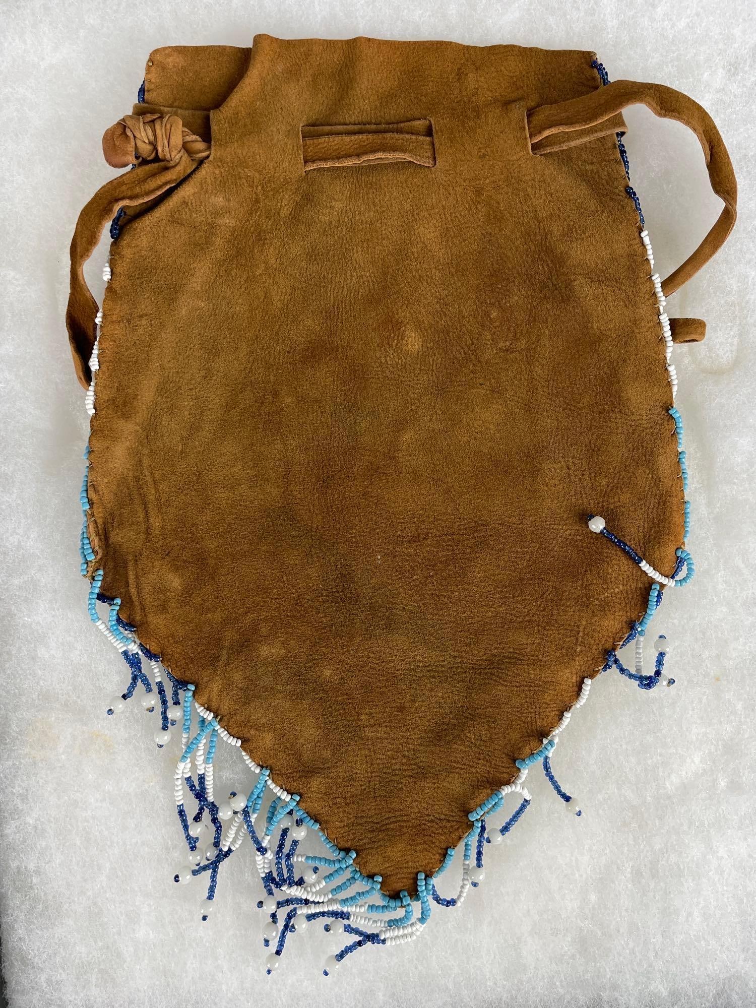 Native American Beaded Suede Bag - 2