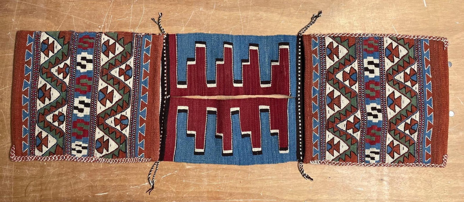 Native American Style Woven Saddle Bag: Double bag, measures 13 1/4 inches x 43 3/4 inches