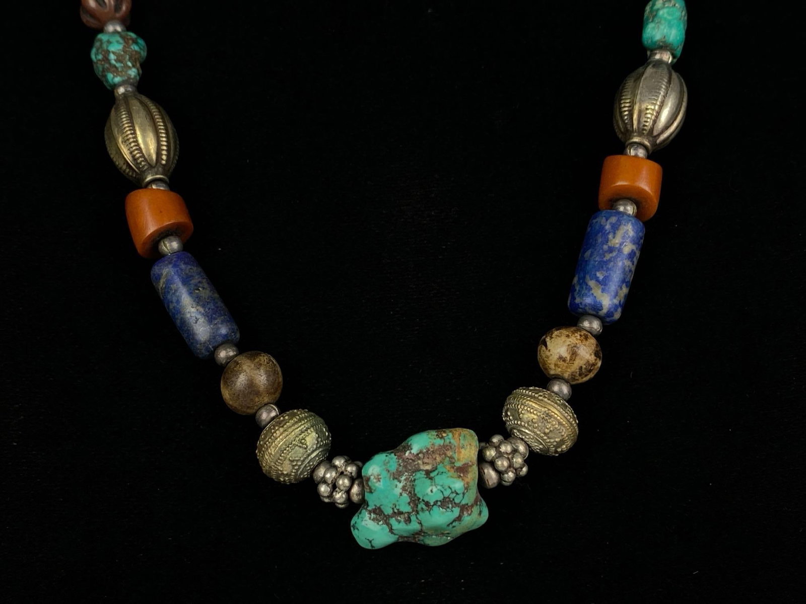 Sterling Silver Multi-Stone Chunk Necklace - 2