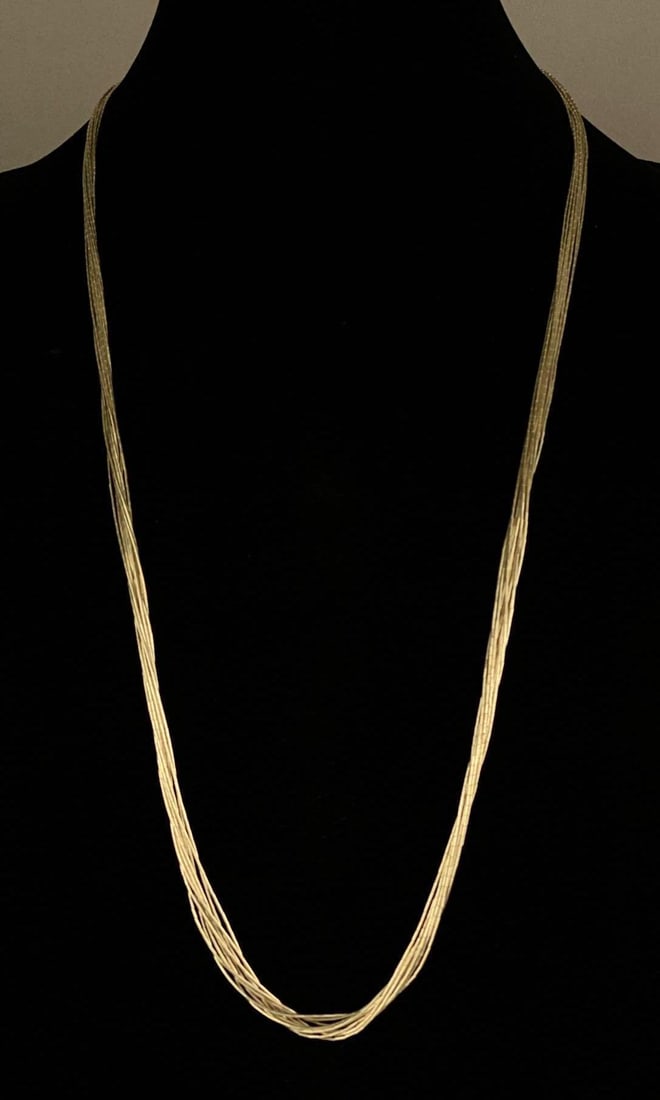 Sterling Silver Native American Silver Liquid 9 Strand Necklace: Measures 29 inches in length