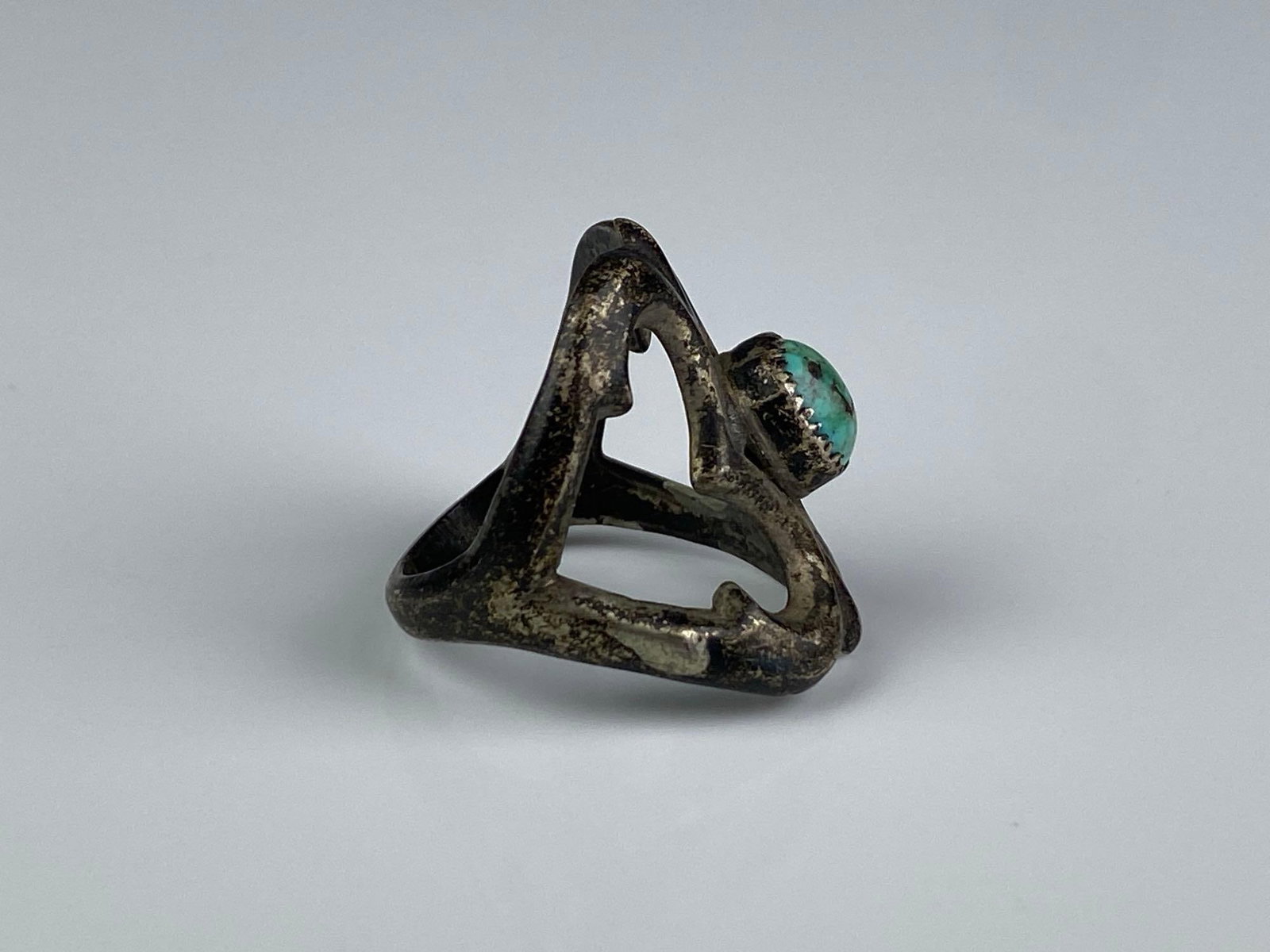 Sterling Silver Openwork Turquoise Ring - 4