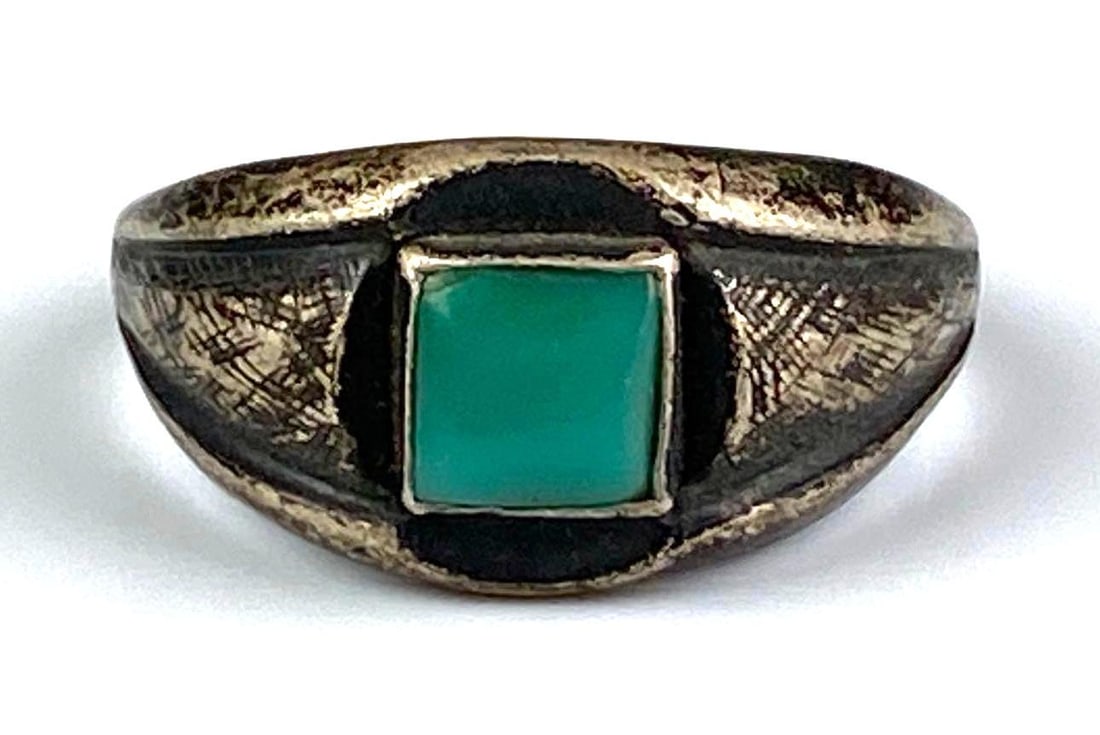 Signed Sterling Silver Turquoise Ring: Size 10