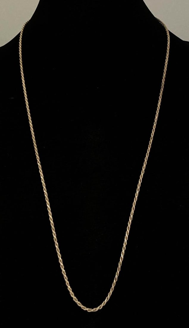 Sterling Silver Rope Twist Chain Necklace: Measures 30 inches in length