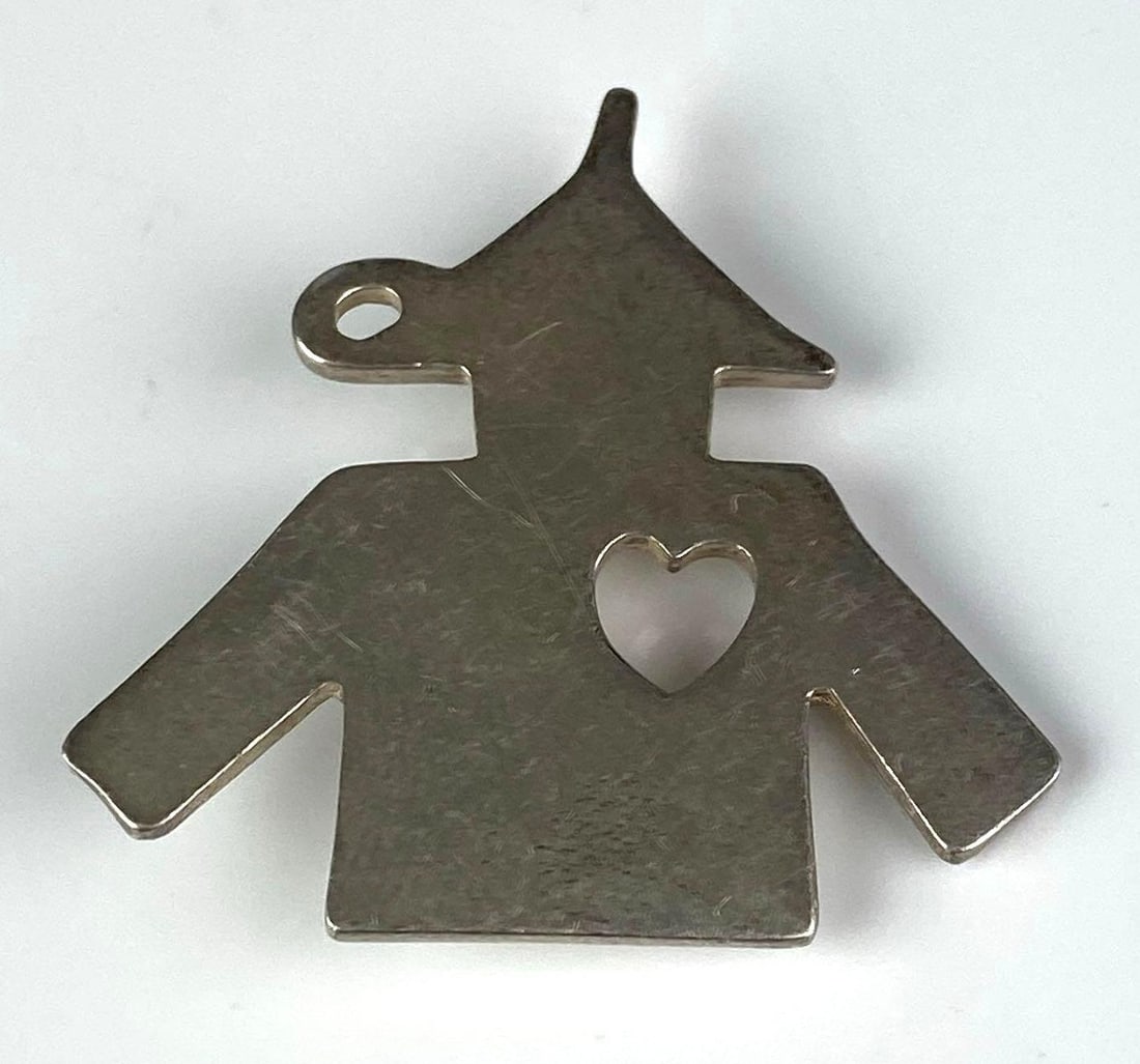 Sterling Silver Wizard Of Oz Tin Man Pin: Measures 1 1/4 inches H x 1 1/2 inches W