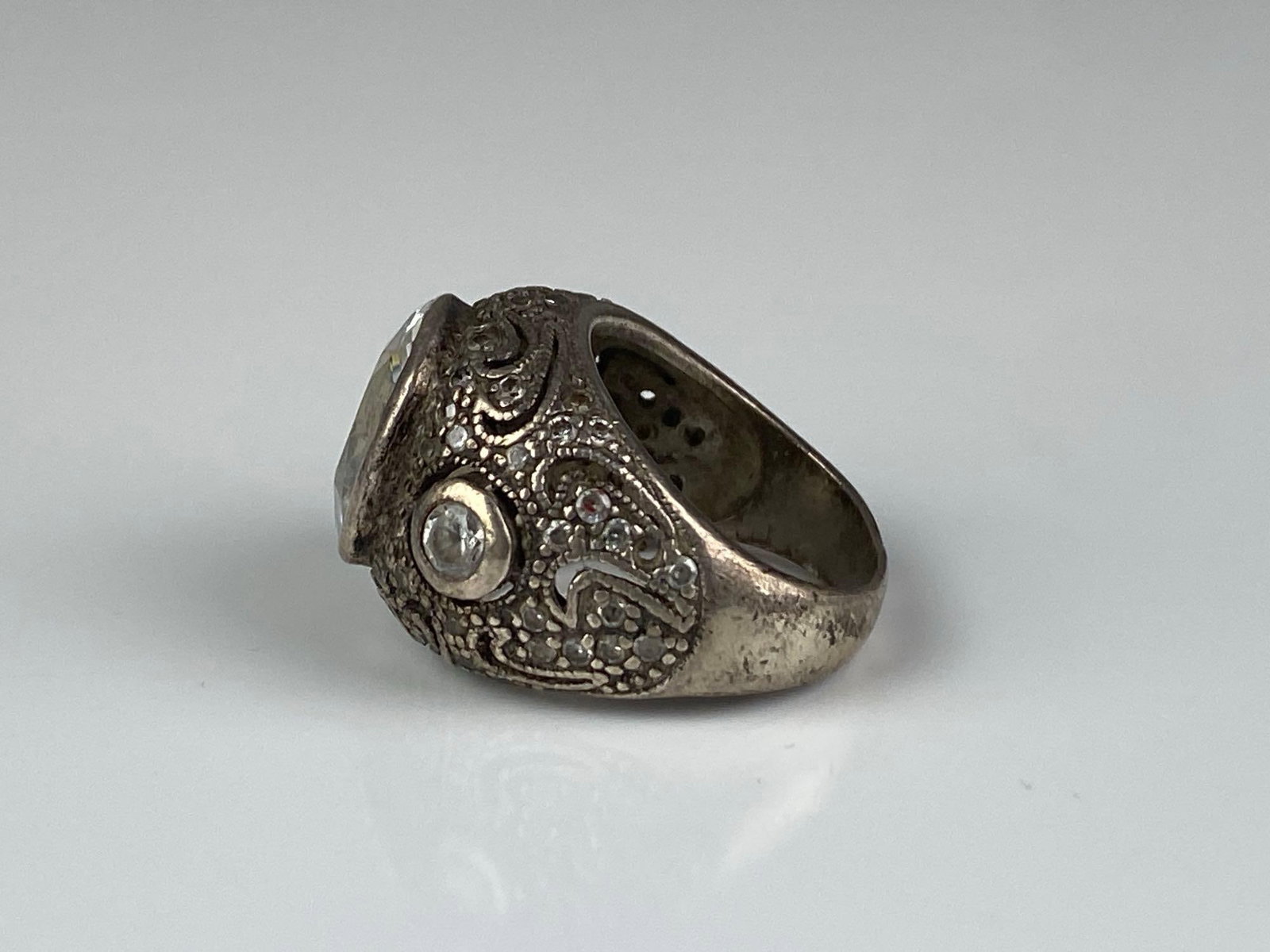 Sterling Silver CZ Openwork Ring - 2